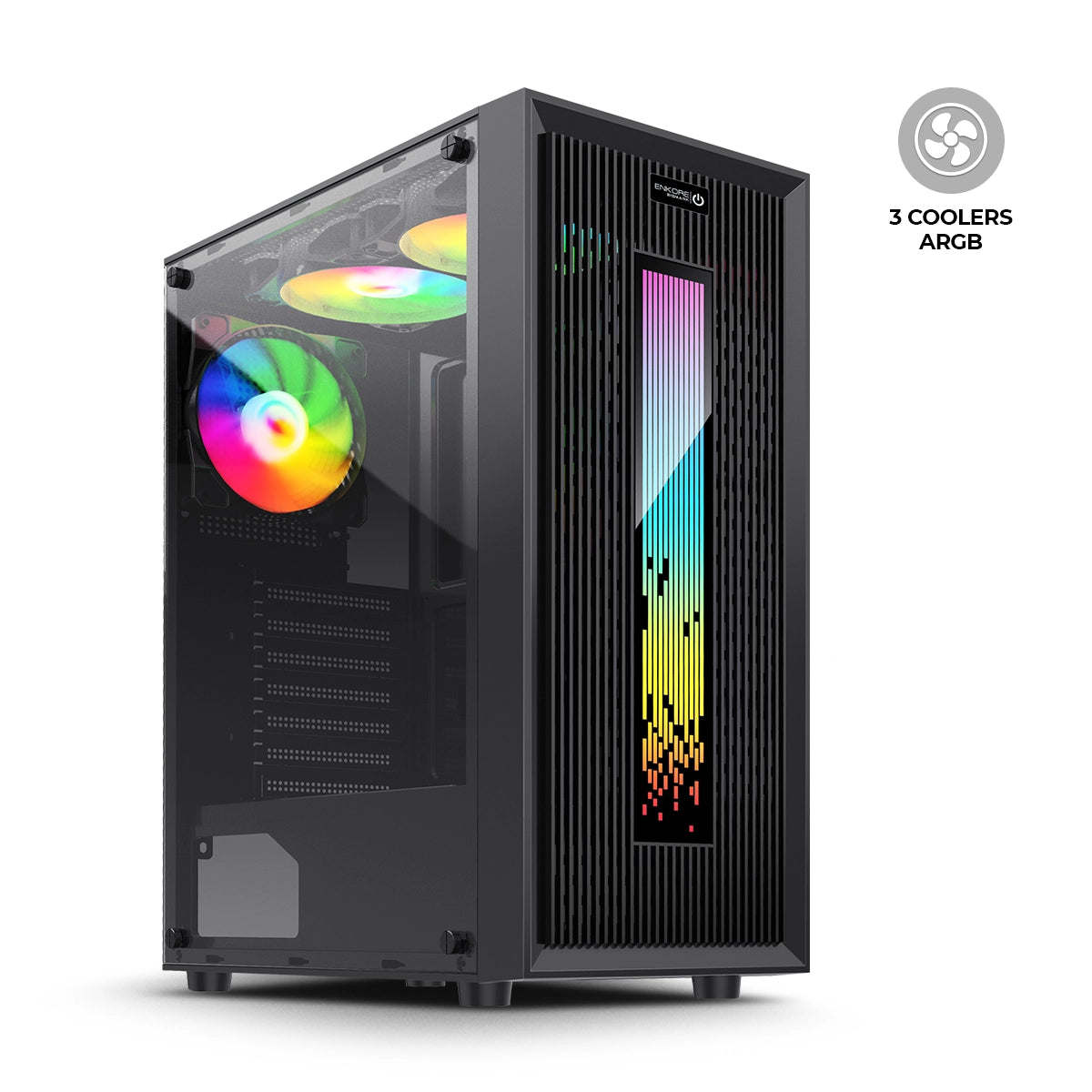 Enkore Case ATX Mod Bismark ENC 5008 Encore sin Fuente Gamer 3 Fan